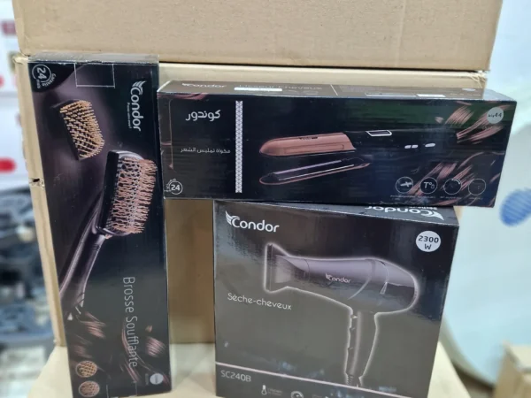 Pack Condor Séchoir + lisseur + brosse chauffante Pack Condor Séchoir + lisseur + brosse chauffante