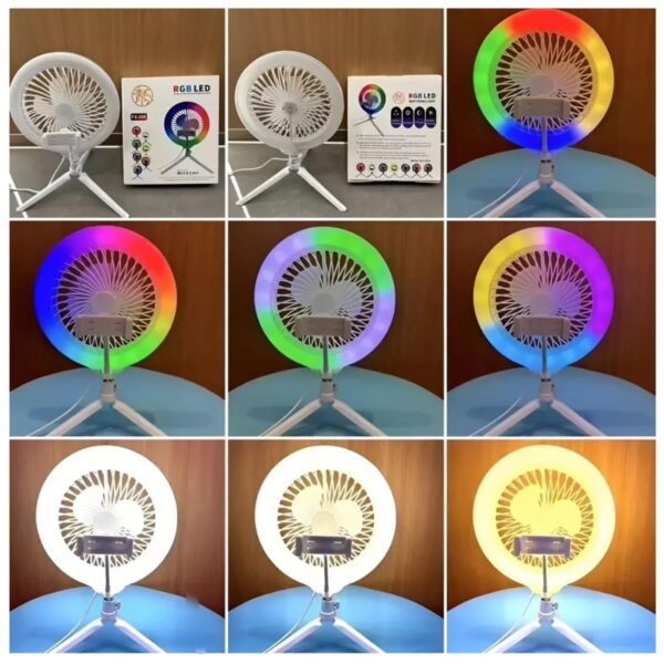 Anneau Lumineux LED RGB et Ventilateur avec Support Flexible
