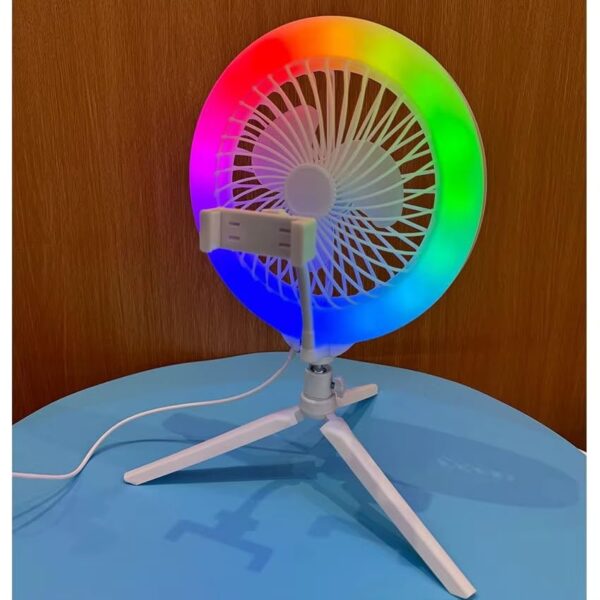 Anneau Lumineux LED RGB et Ventilateur avec Support Flexible