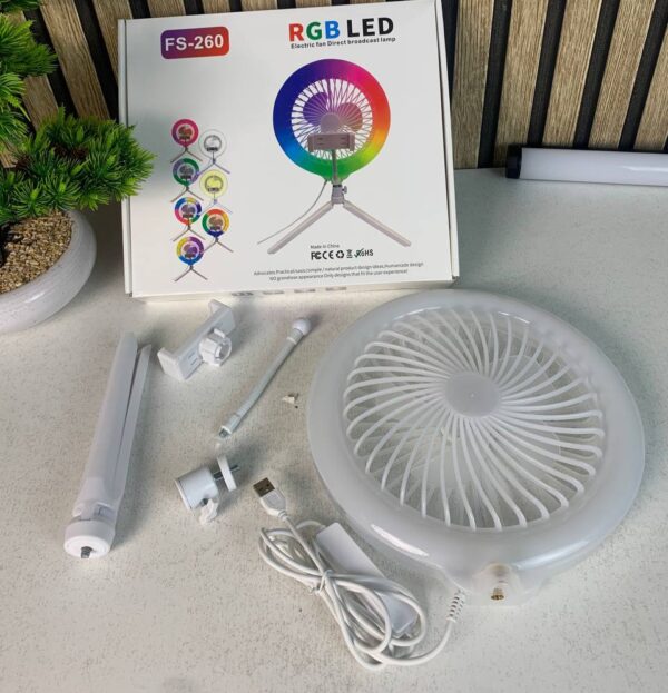 Anneau Lumineux LED RGB et Ventilateur avec Support Flexible