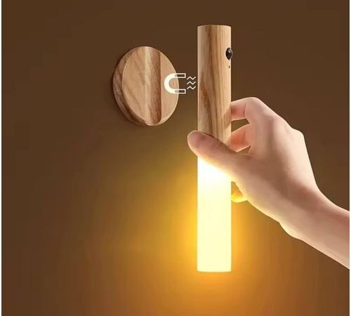 Applique mural LED en bois multi fonctionne rechargeable Applique mural LED en bois multi fonctionne rechargeable