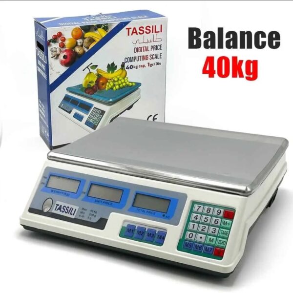 Balance électronique Tassili 40 KG batterie rechargeable en acier inoxydable