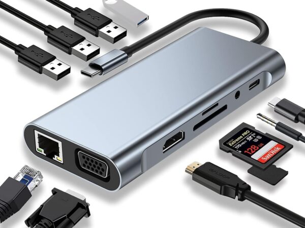 Adaptateur HUB 11 en 1 USB-C to HDMI + RJ45 + Type-C Adaptateur HUB 11 en 1 USB-C to HDMI + RJ45 + Type-C