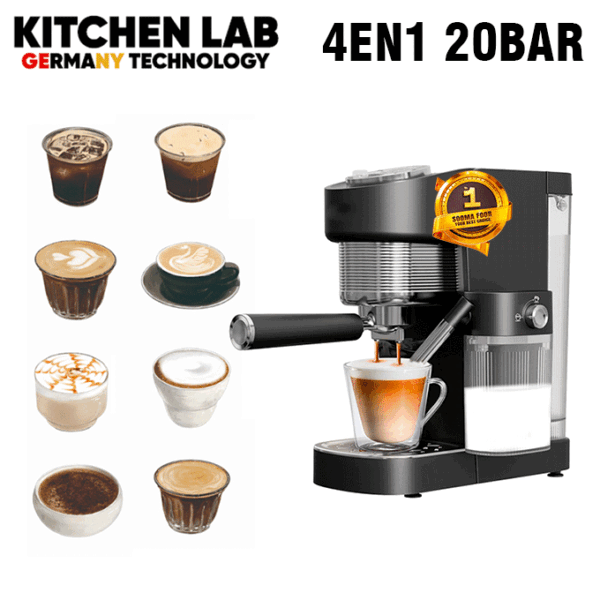 Cafetière 4en1 KitchenLab 20Bar 1.1L CM-002 Avec Réservoir