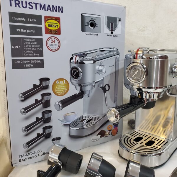 Cafetière 6en1 inox a Bras Multi-Capsules 1400W 19Bar TRUSTMANN MC-4003 Cafetière 6en1 inox a Bras Multi-Capsules 1400W 19Bar TRUSTMANN MC-4003