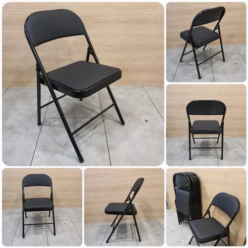 Chaise pliante en métal noir Chaise pliante en métal noir