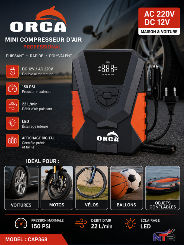 Gonfler orca CAP368 10000mah Gonfler orca CAP368 10000mah
