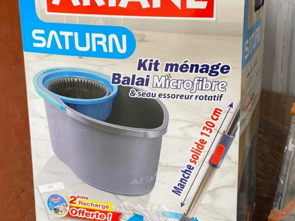 Kit ménage Balai Microfibre &seau essoreur rotatif