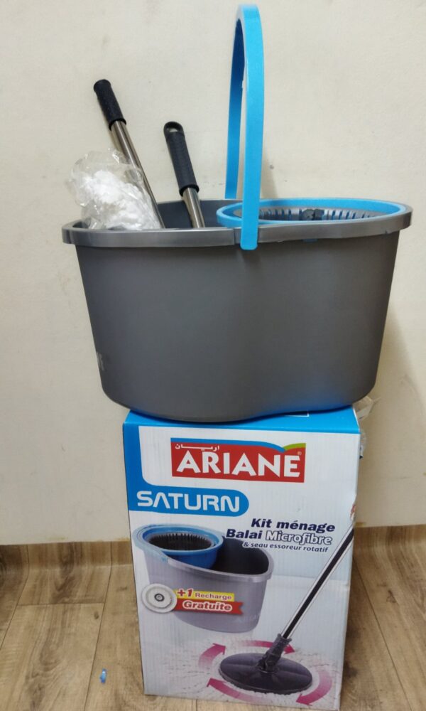 Kit ménage Balai Microfibre &seau essoreur rotatif