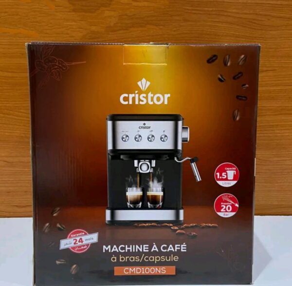 Machine À Café À Bras Capsule 20 Bar Capacité 1,5L Marque Cristor Machine À Café À Bras Capsule 20 Bar Capacité 1,5L Marque Cristor