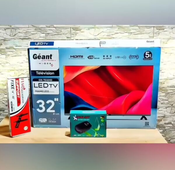 Pack tv Géant 32p + démo star sat + support tv sm Pack tv Géant 32p + démo star sat + support tv sm