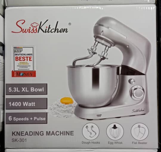 Pétrin SwissKitchen 5.3L 1400W double crochets