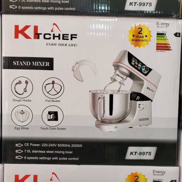 Pétrin kitchef écran 7L 2000W Double crochets kt-9975 Pétrin kitchef écran 7L 2000W Double crochets kt-9975