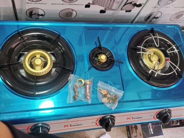 Rechaud 3 feux inox Kitchef Gaz ville + butane S309 Rechaud 3 feux inox Kitchef Gaz ville + butane S309