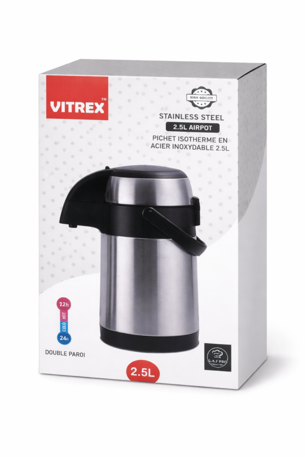 Thermos 2.5L inox isotherme à pompe VITREX