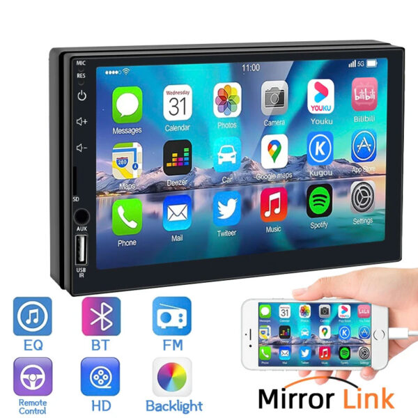 DVD Mp5 7 pouces écran tactile. USB AUX . SD. BT. miroir link DVD Mp5 7 pouces écran tactile. USB AUX . SD. BT. miroir link
