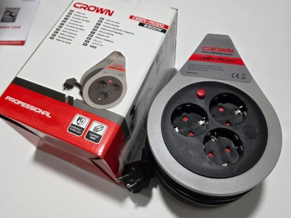 Enrouleur rallonge électrique 1mm 7M 3 prises 2300w CROWNCeer-a0310 Enrouleur rallonge électrique 1mm 7M 3 prises 2300w CROWNCeer-a0310