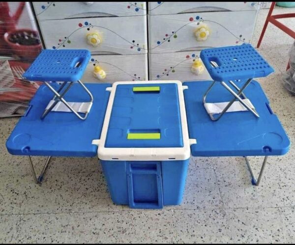 Ferdi Glacière Portative 48L Avec Table, 2 Chaise Ideal Pour Camping Ferdi Glacière Portative 48L Avec Table, 2 Chaise Ideal Pour Camping