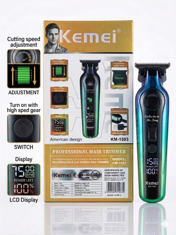 Kemei KM-1583 Tondeuse vitesse réglable