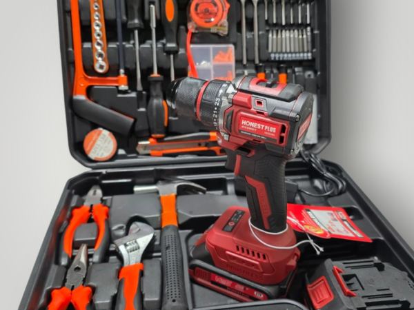 Kit caisse a outils avec visseuse 21v 118pcs Brushless HONESTPLUS Kit caisse a outils avec visseuse 21v 118pcs Brushless HONESTPLUS