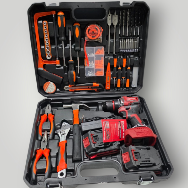 Kit caisse a outils avec visseuse 21v 118pcs Brushless HONESTPLUS Kit caisse a outils avec visseuse 21v 118pcs Brushless HONESTPLUS