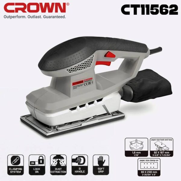 Ponceuse Vibrante Orbitale 200W CROWN CT13562 Ponceuse Vibrante Orbitale 200W CROWN CT13562