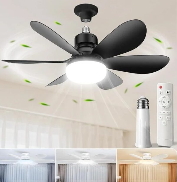 Ventilateur de Plafond Lumineux à Douille avec Télécommande 80w Ventilateur de Plafond Lumineux à Douille avec Télécommande 80w