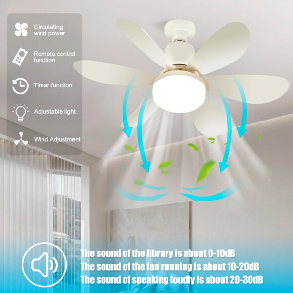 Ventilateur de Plafond Lumineux à Douille avec Télécommande 80w Ventilateur de Plafond Lumineux à Douille avec Télécommande 80w