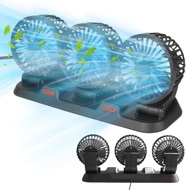 Ventilateur de Voiture USB Haute Vitesse 360° Réglable 3 Têtes 12 24 V Ventilateur de Voiture USB Haute Vitesse 360° Réglable 3 Têtes 12 24 V