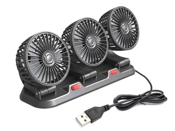 Ventilateur de Voiture USB Haute Vitesse 360° Réglable 3 Têtes 12 24 V Ventilateur de Voiture USB Haute Vitesse 360° Réglable 3 Têtes 12 24 V